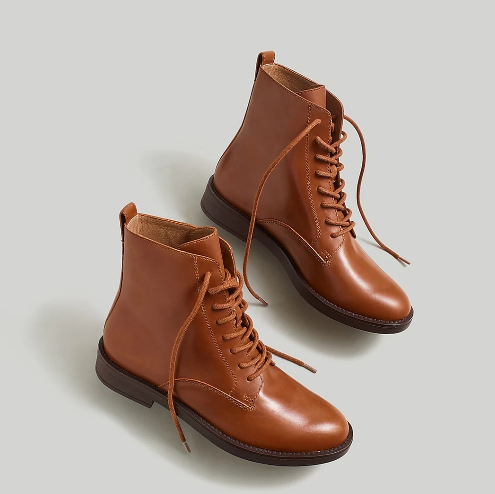 New Madewell Evelyn Lace-Up Ankle Boot